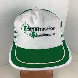 Vintage Transmission Equipment Co Three Stripe Snapback Trucker Hat Green/White